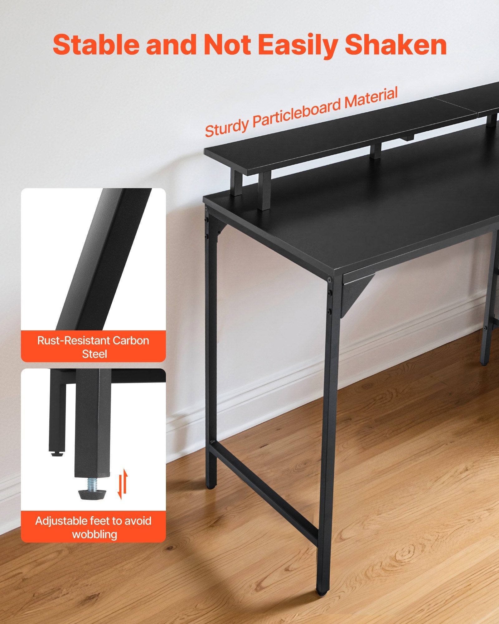 120 cm Computer Desk with Smart LED Lights and Power Outlets, Gaming