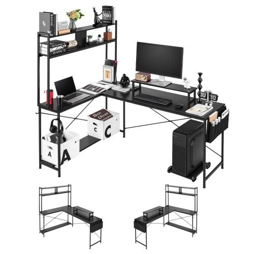 L-Shaped Computer Desk, 1.7m Reversible Corner Gaming Desk with