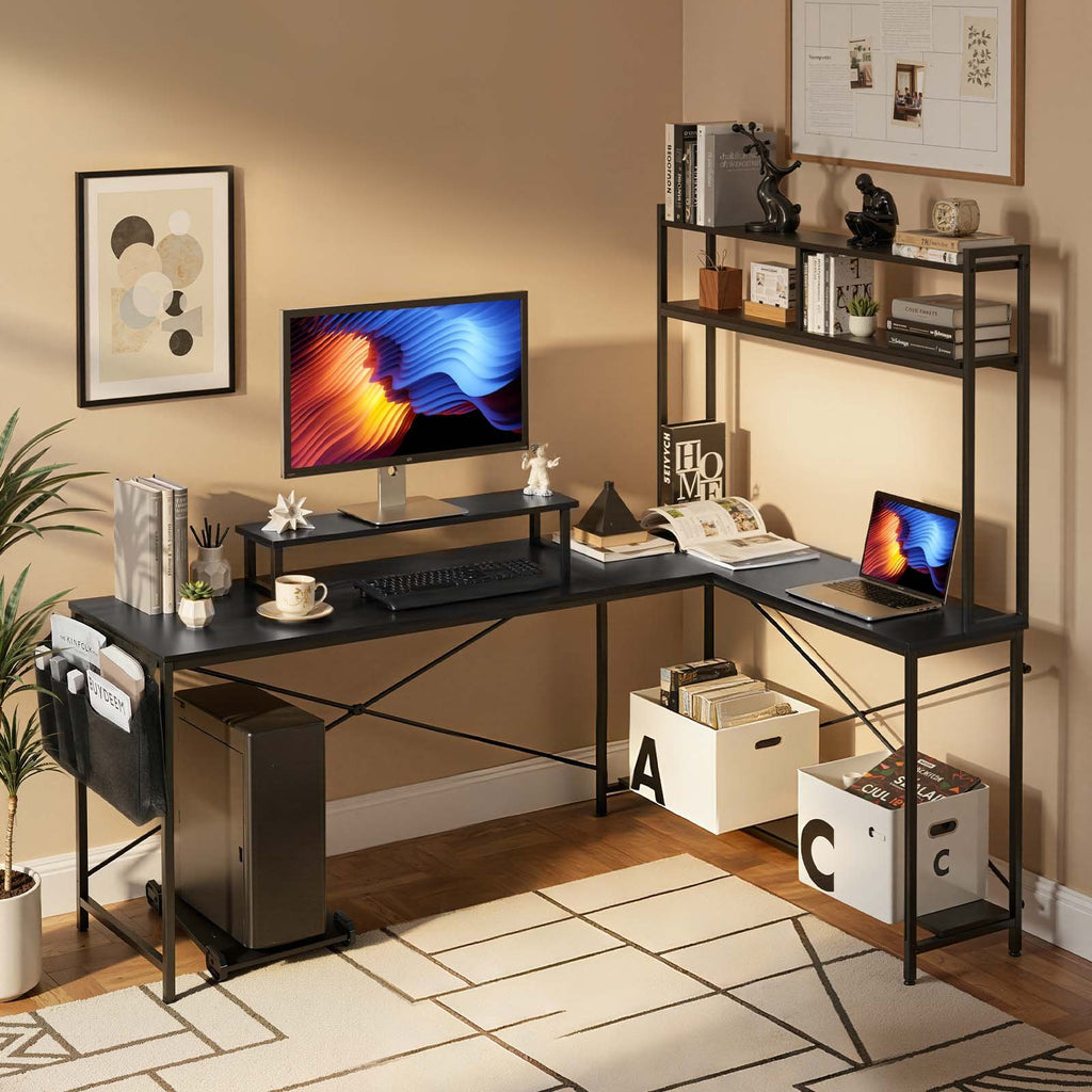L-Shaped Computer Desk, 1.7m Reversible Corner Gaming Desk with