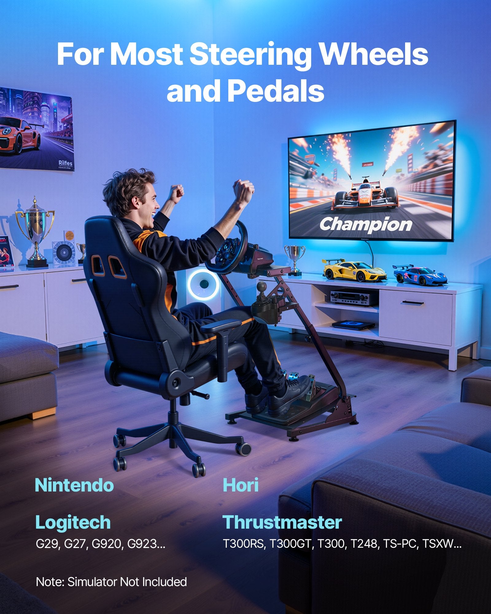Racing Wheel Stand, Adjustable & Foldable Simulator Stand for Logitech