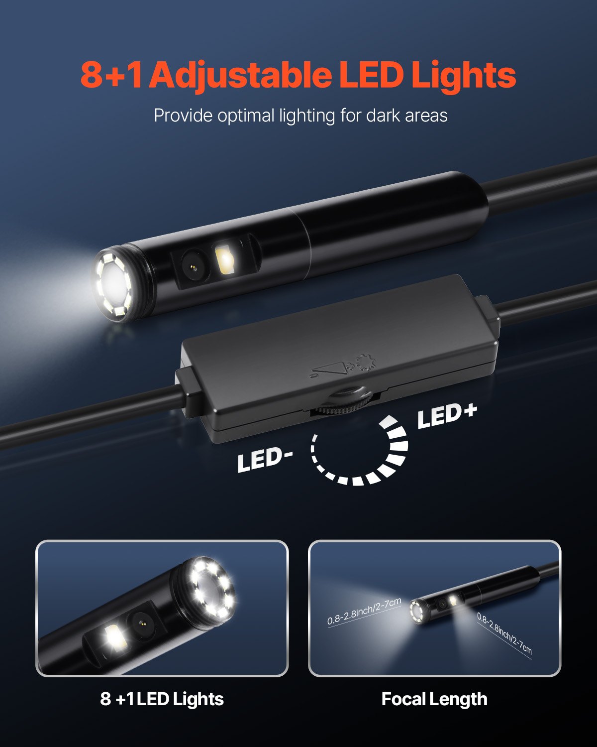 Endoscope Camera with Light, Dual Lens Borescope for Android & IOS,