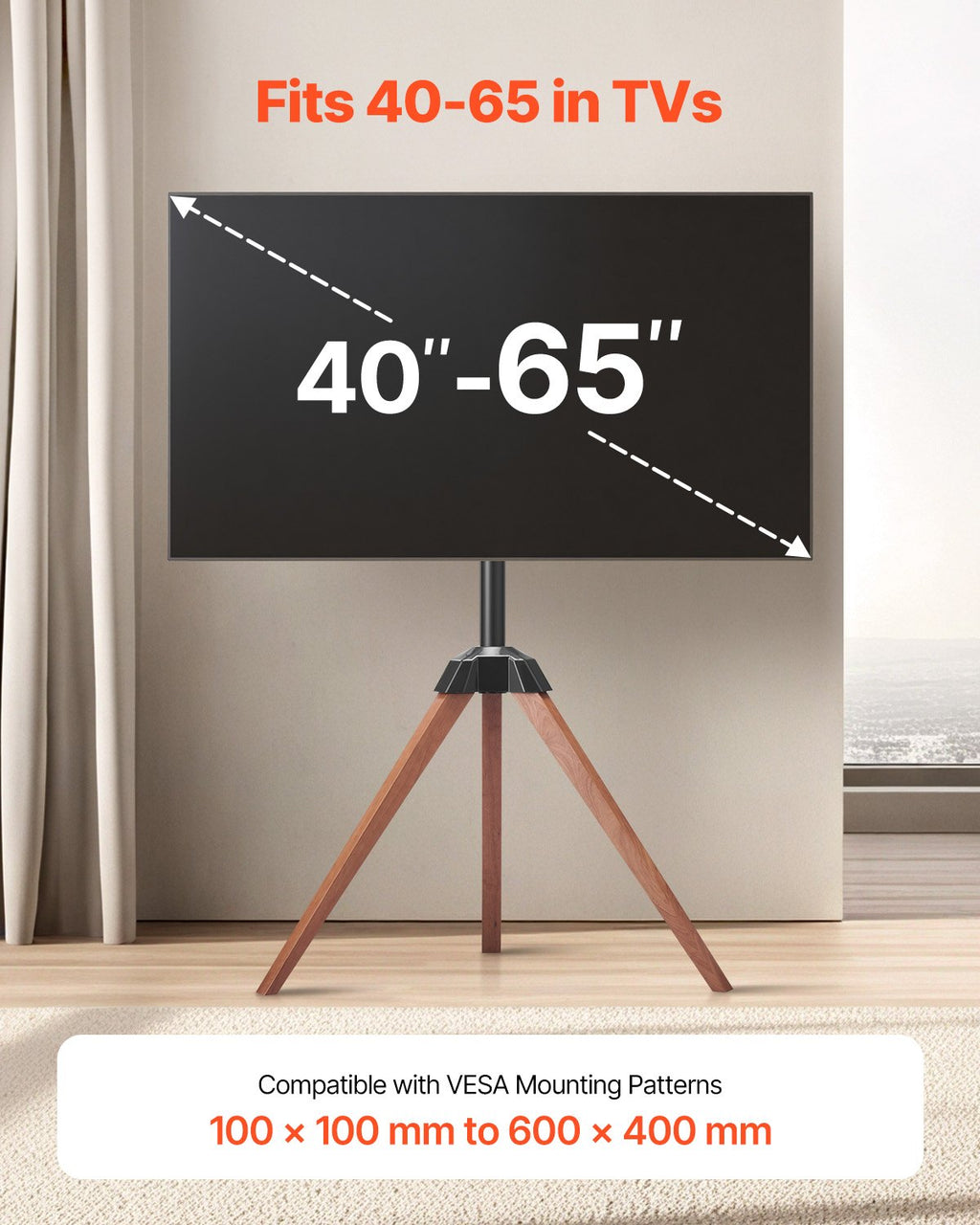 Tripod Easel TV Stand, for 40-65 inch Flat Screen/Curved TVs Up to 99