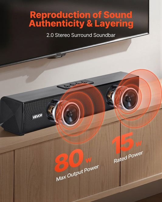 Soundbar für Smart-TV, 2.0-Kanal, 450 mm kompakte Soundbar für TV