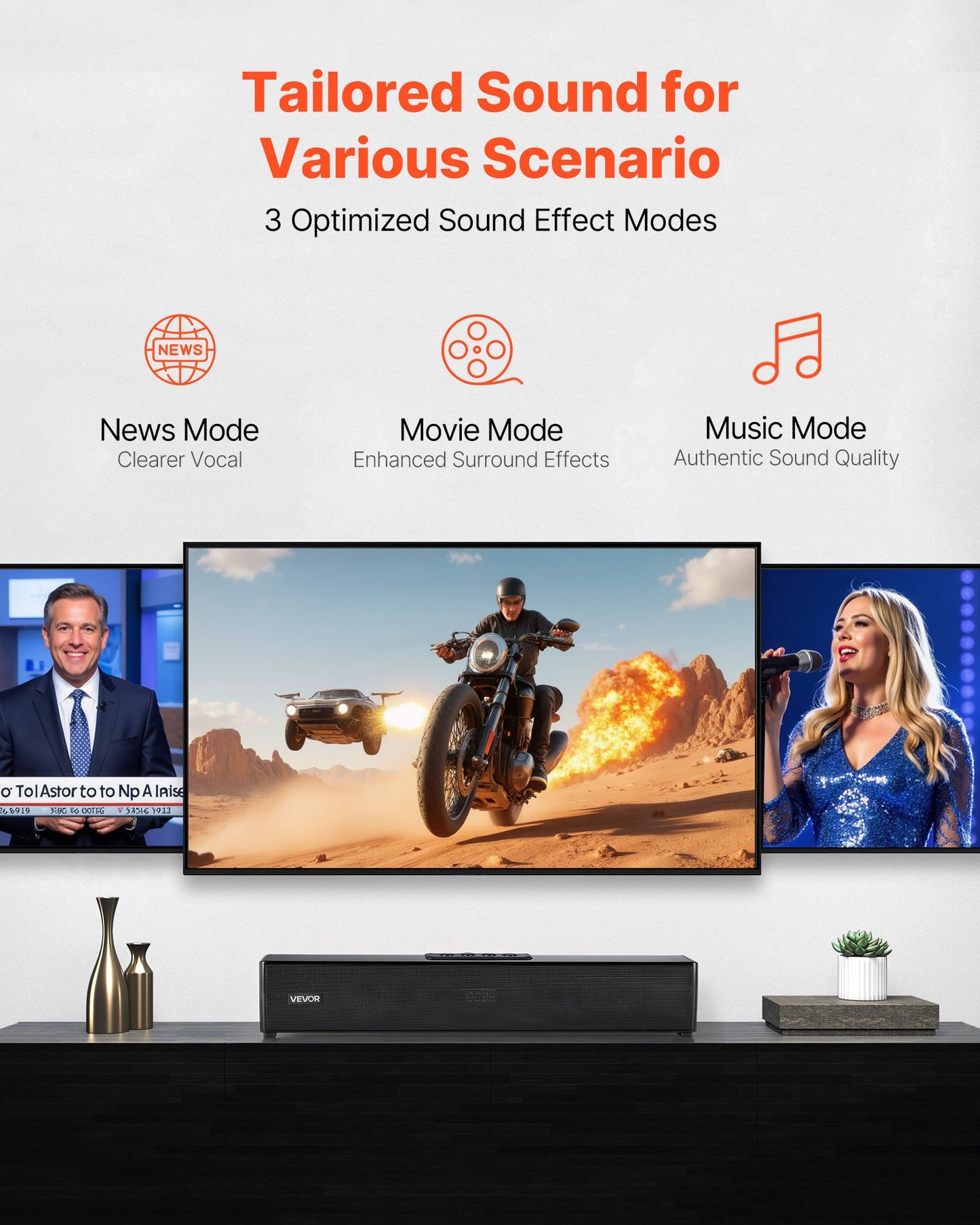 Soundbar für Smart-TV, 2.0-Kanal, 450 mm kompakte Soundbar für TV